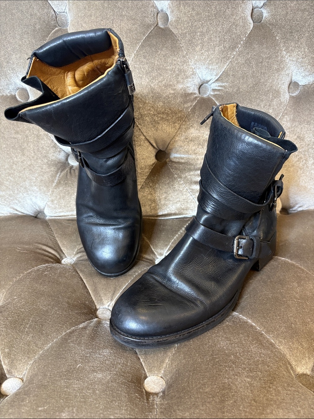 Alberto Fermani triple bucket moto leather boots